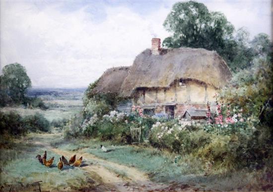 Henry Sylvester Stannard (1870-1951) An Old Bedfordshire cottage 10 x 14in.